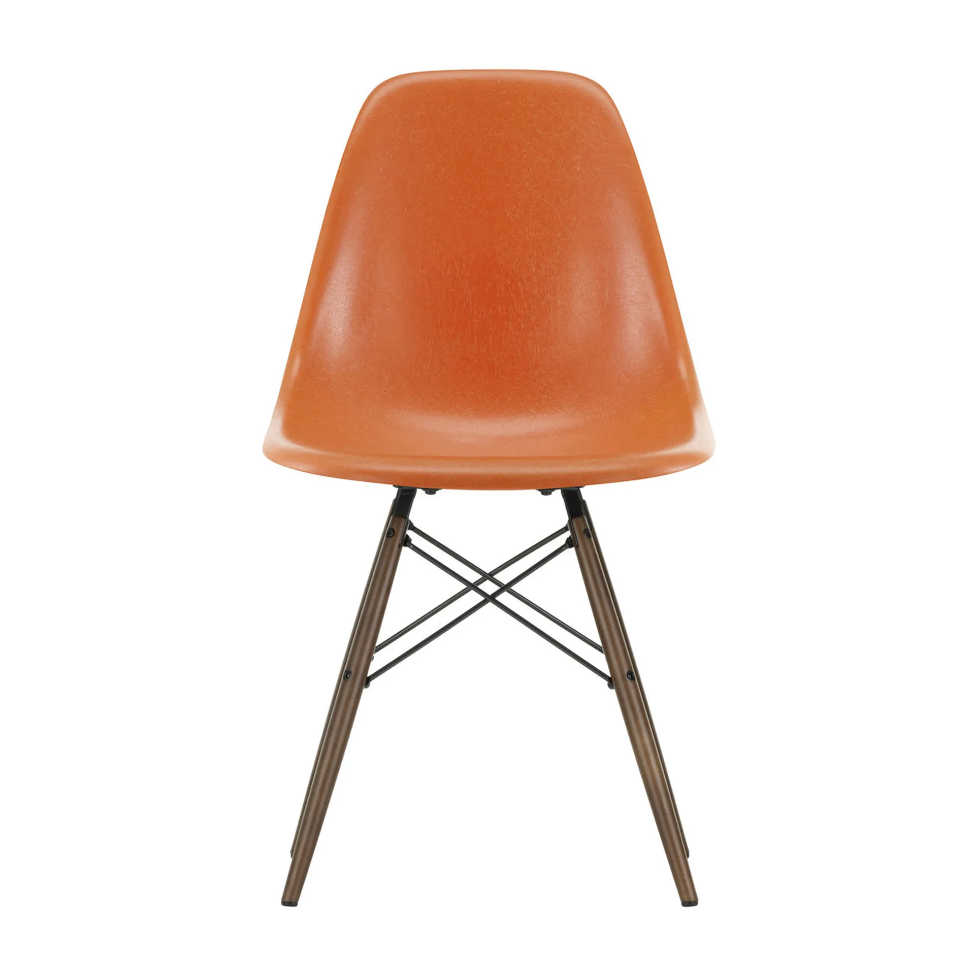 Eames Fiberglass Chairs DSW stol, Red orange-brunbetsade lönnben Vitra