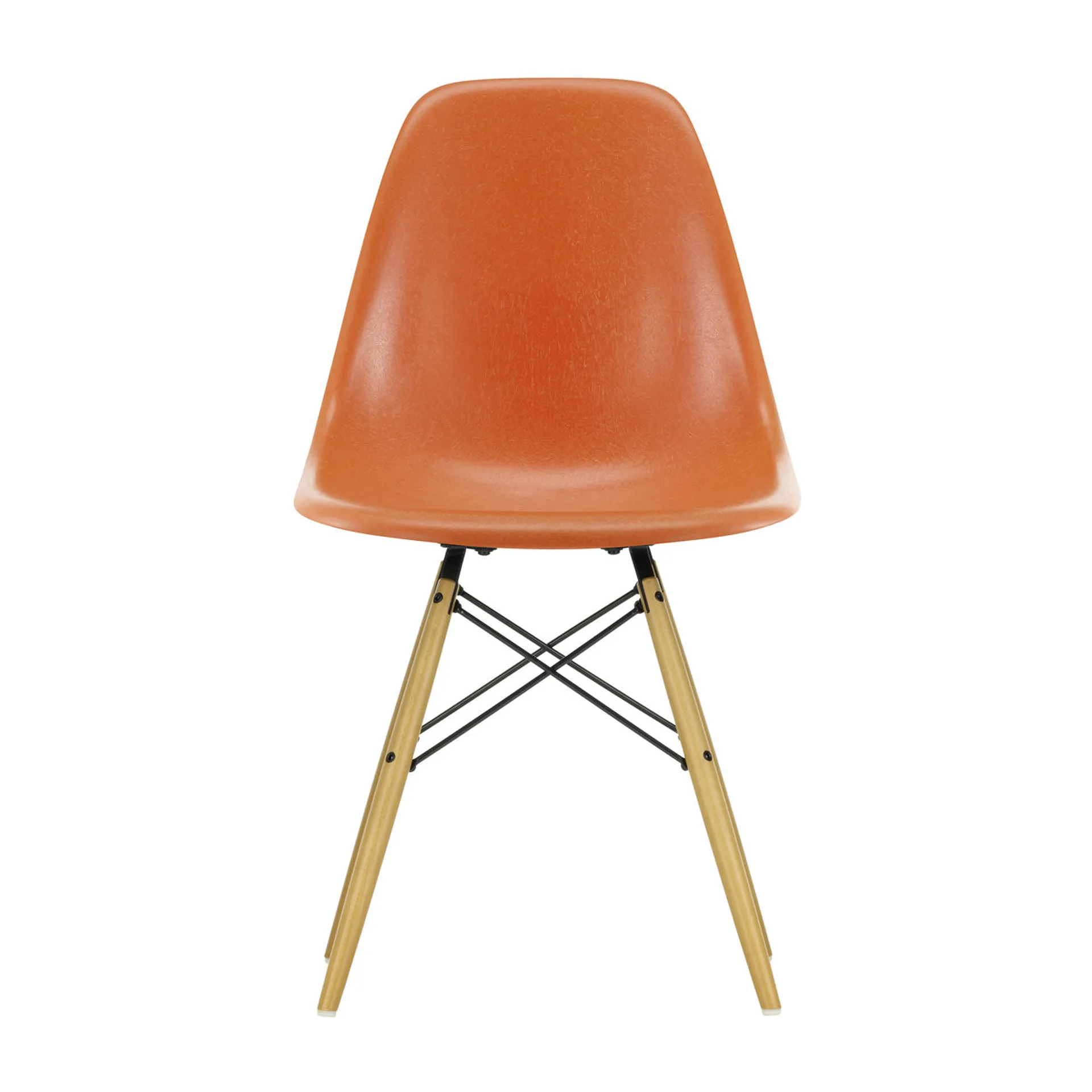 Eames Fiberglass Chairs DSW stol, red orange, lönnben Vitra