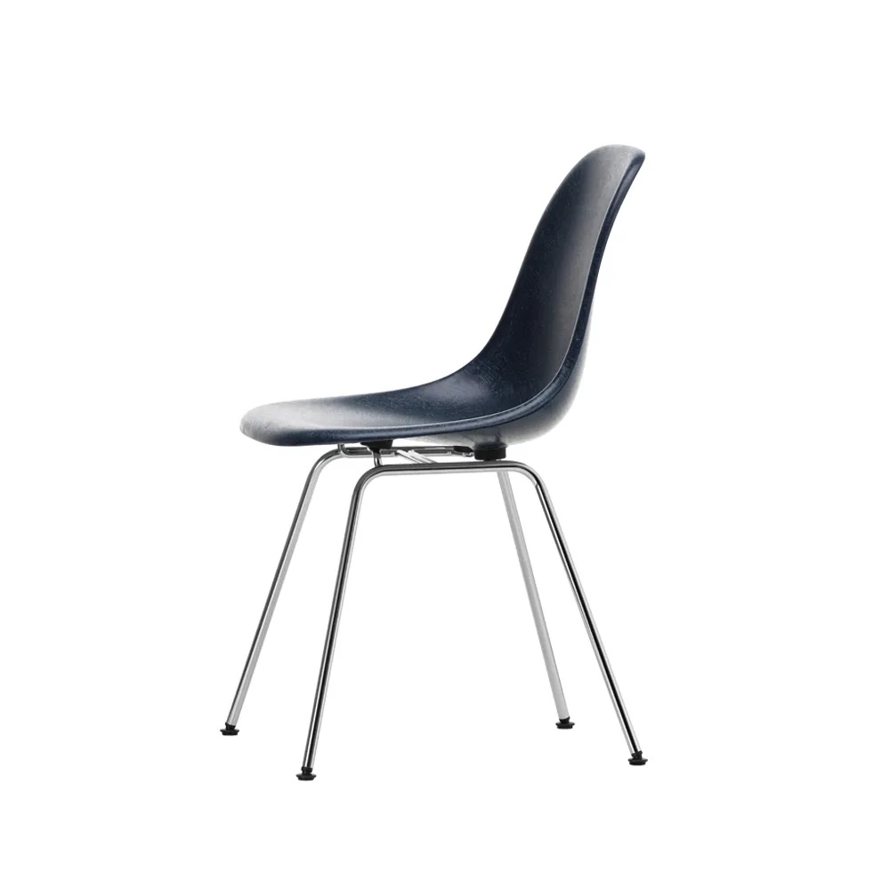 Eames fiberglass chairs DSX stol, Navy blue-Chrome Vitra