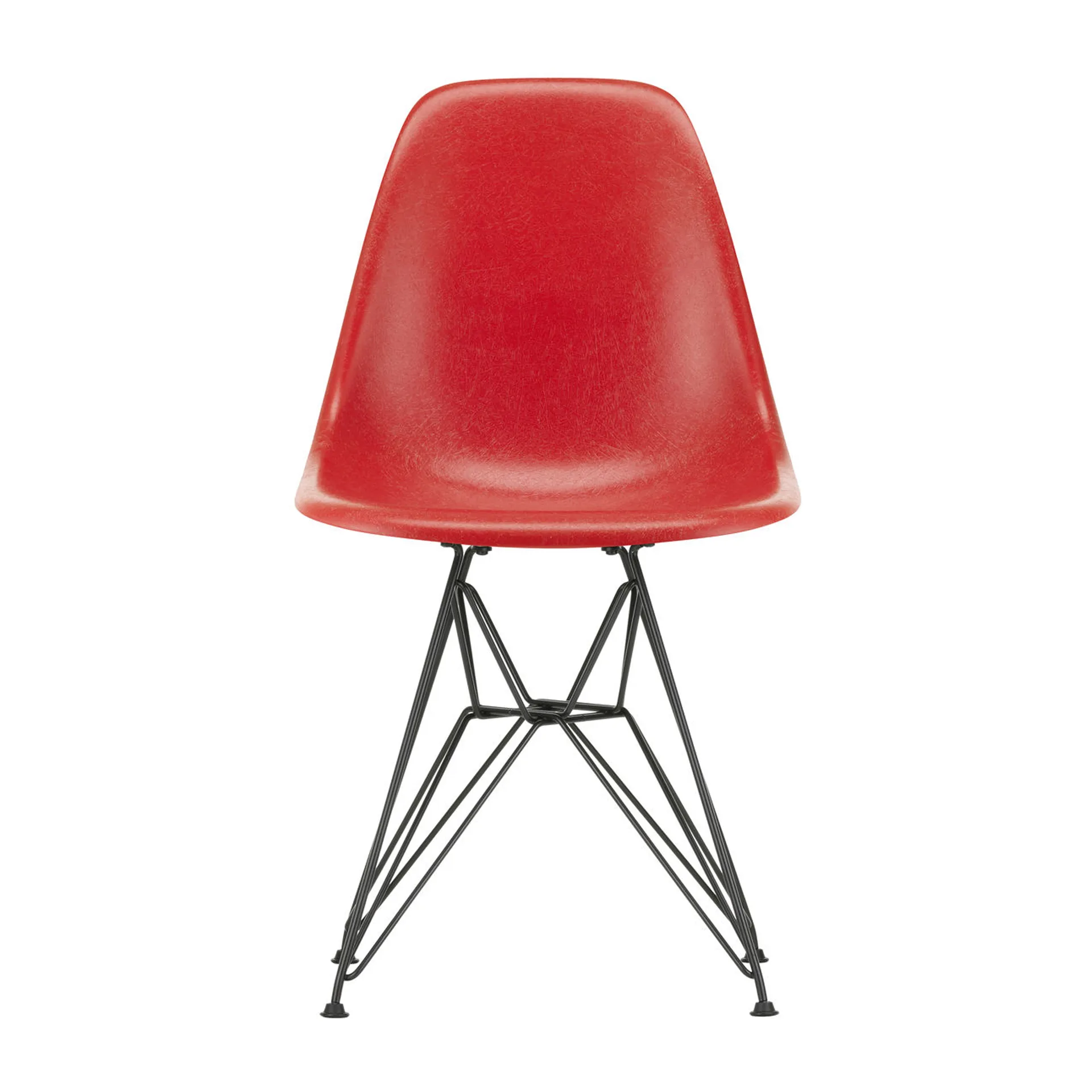 Eames Fiberglass Side Chair DSR stol, Classic red-Dark basic Vitra