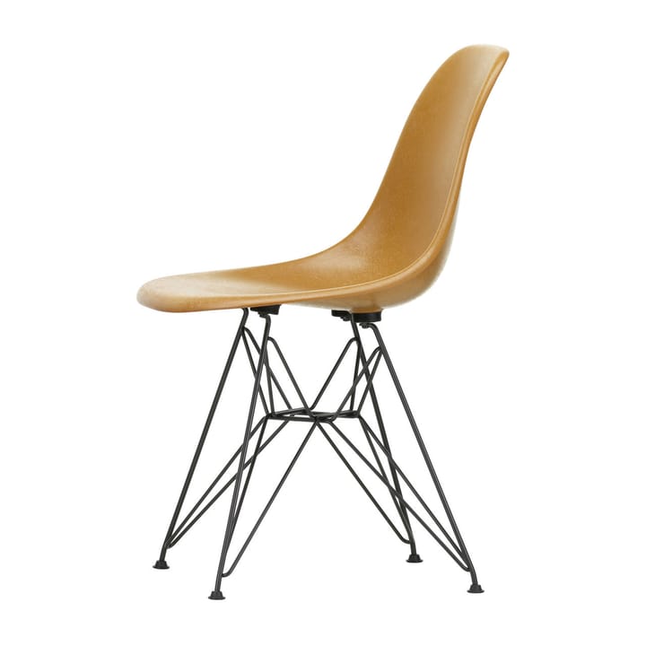 Eames Fiberglass Side Chair DSR stol, Ochre dark-Dark basic Vitra