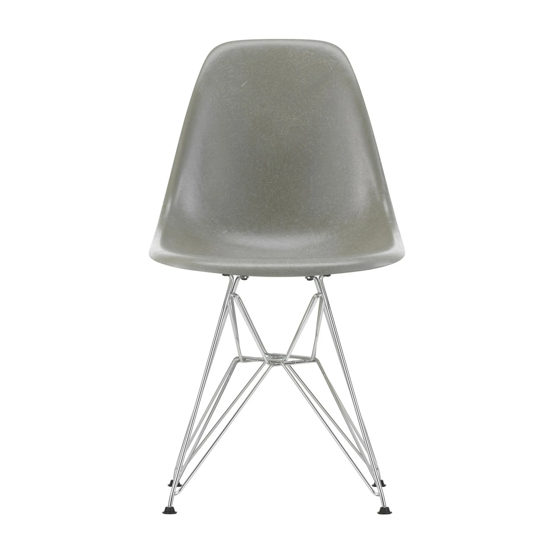 Eames Fiberglass Side Chair DSR stol, Raw umber-Chrome Vitra