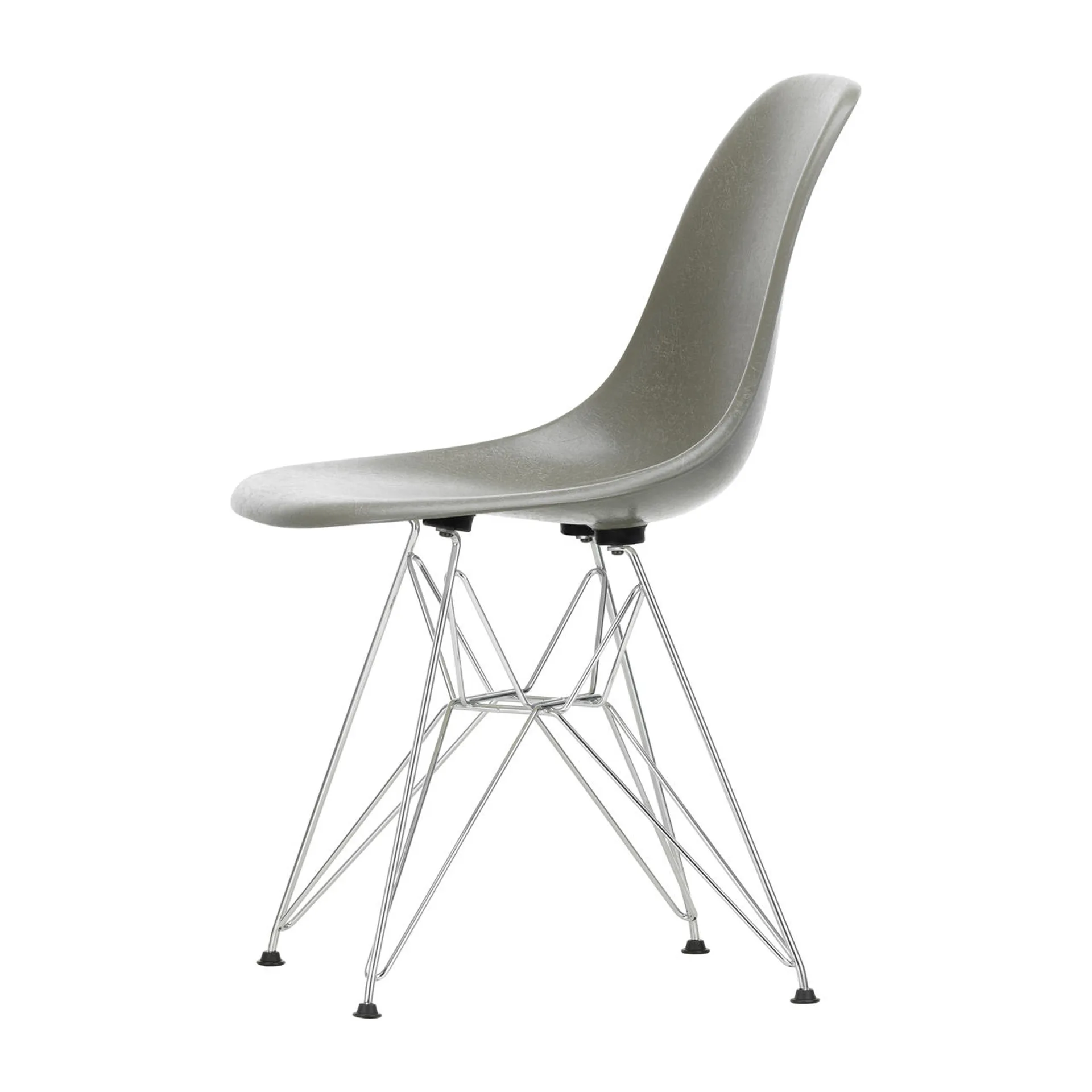 Eames Fiberglass Side Chair DSR stol, Raw umber-Chrome Vitra