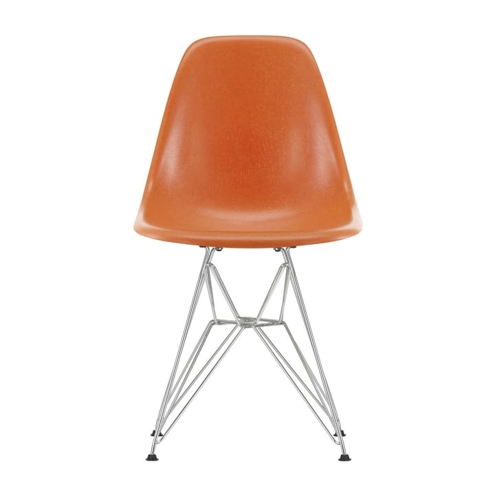 Eames Fiberglass Side Chair DSR stol - Red orange-Chrome - Vitra