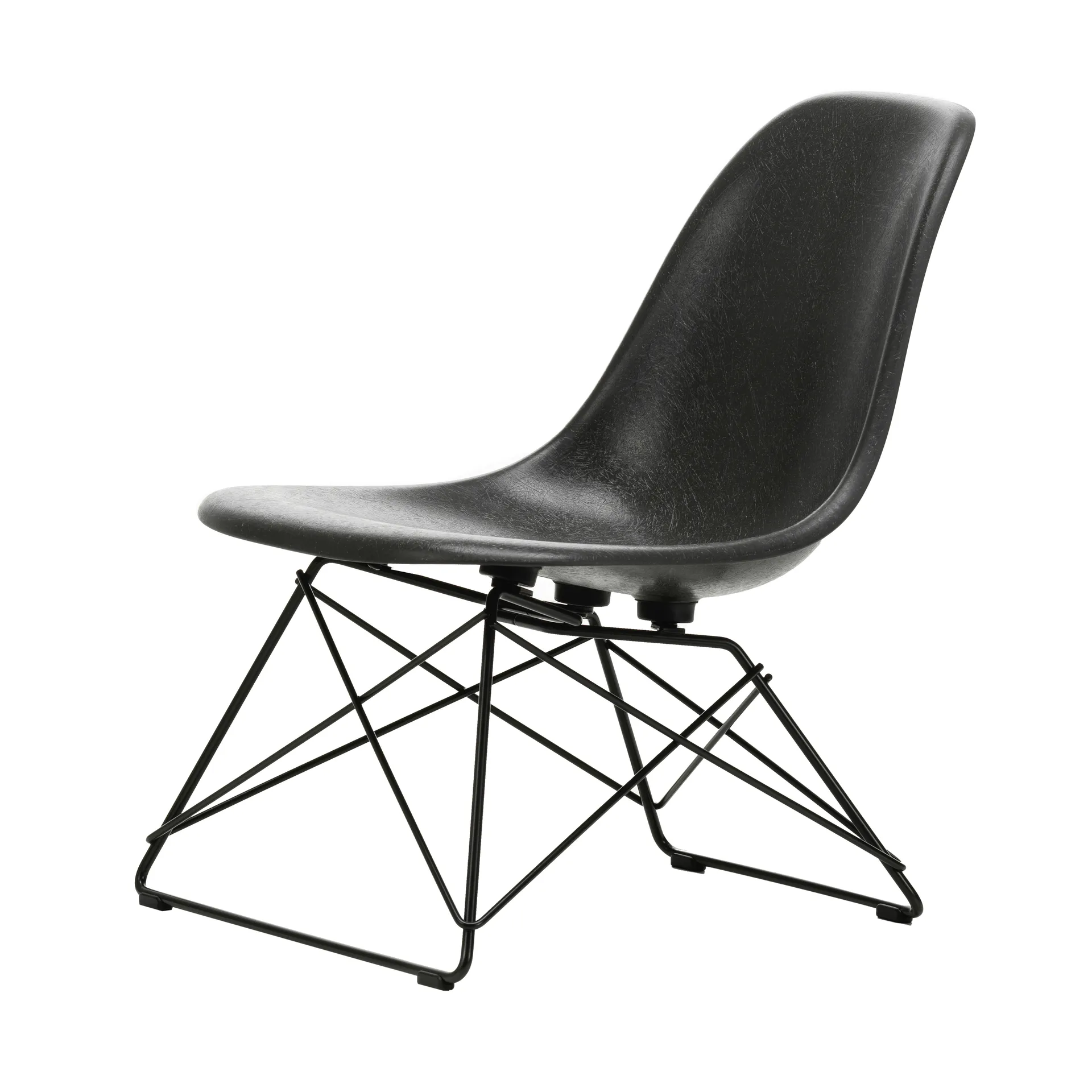 Eames Fiberglass Side Chair LSR loungestol, Elephant hide grey-deep black Vitra