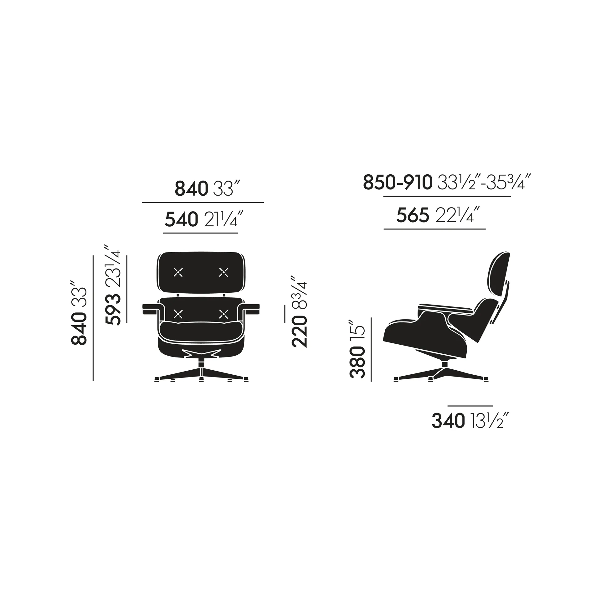 Eames Lounge Chair classic Leather premium F, 72 snow-white pigm.walnut Vitra