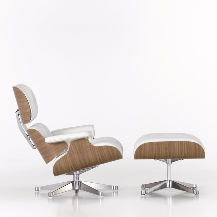 Eames Lounge Chair classic Leather premium F, 72 snow-white pigm.walnut Vitra