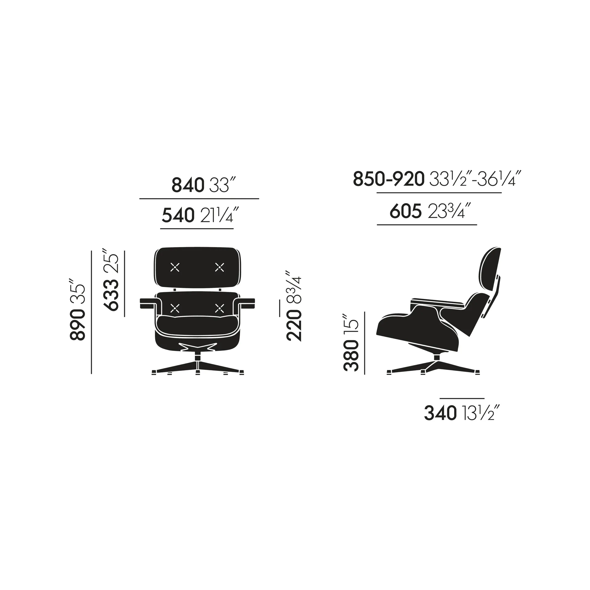 Eames Lounge Chair new dimension Leather premium F, 66 nero-santos palisander Vitra