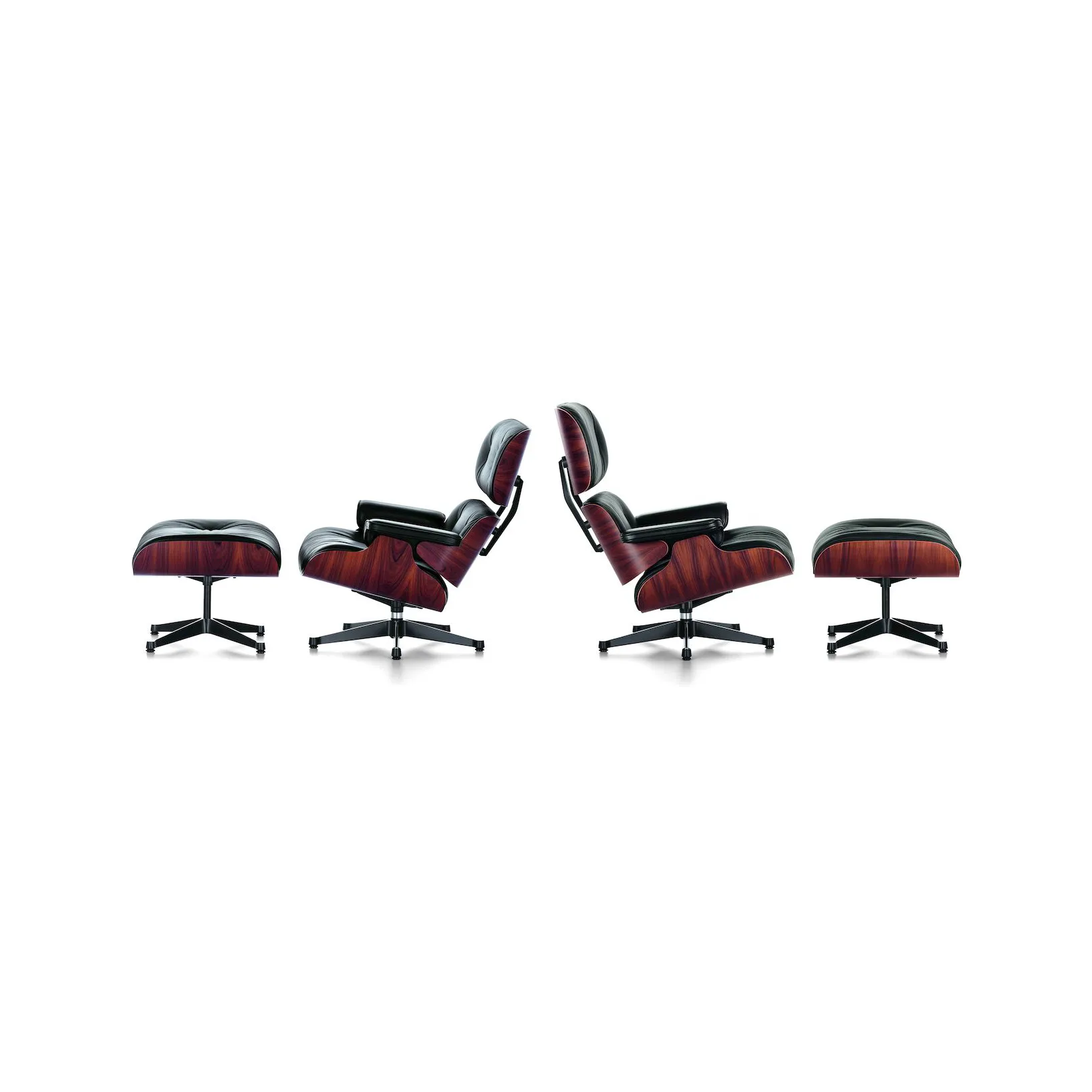 Eames Lounge Chair new dimension Leather premium F, 66 nero-santos palisander Vitra