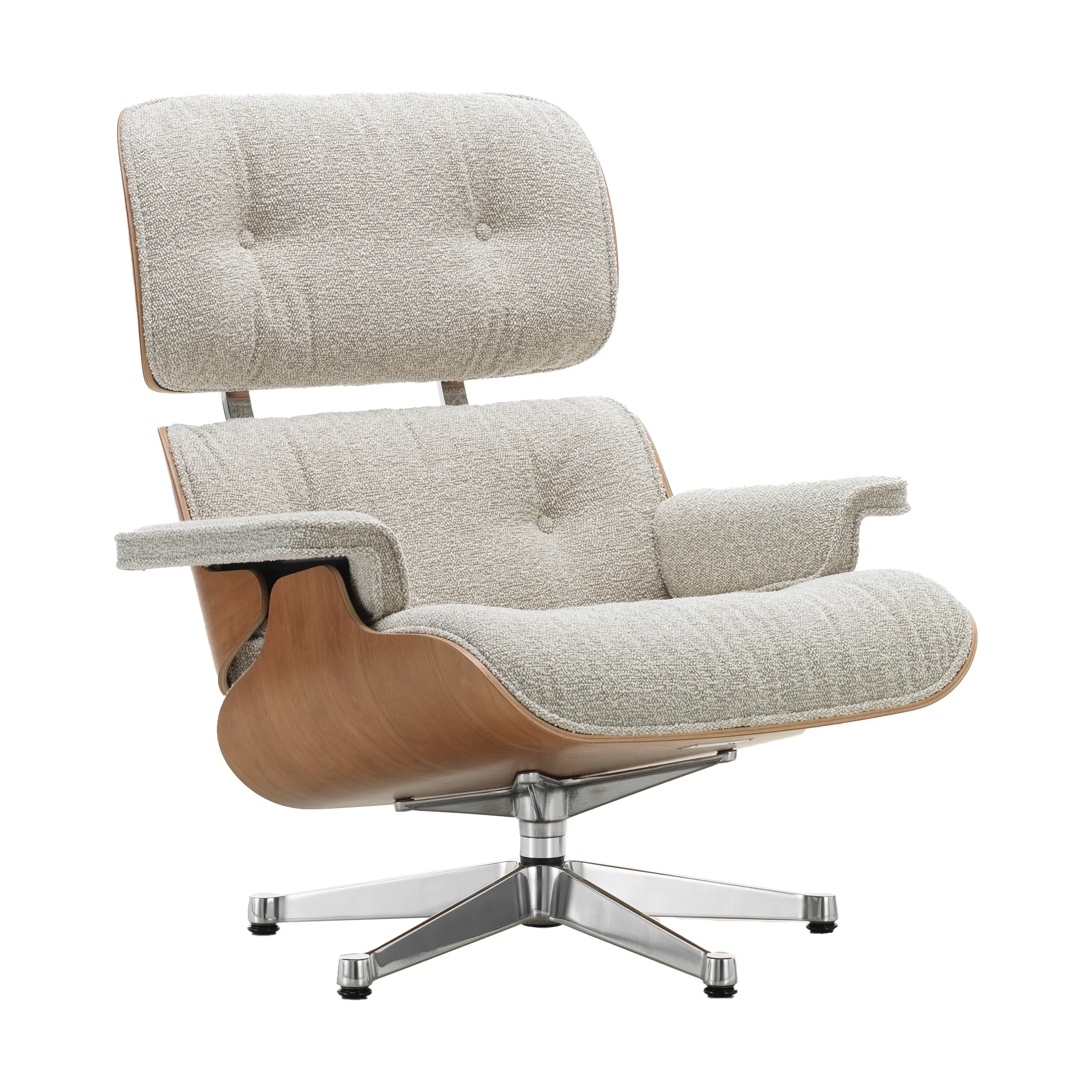 Eames Lounge Chair new dimension polerad krom, Cream/sand-american cherry Vitra