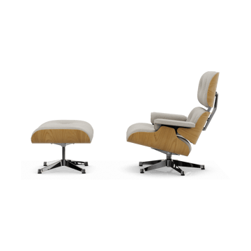 Eames Lounge Chair & Ottoman new dimension - 01 Ivory-26 chestnut-pearl-pol. steel - Vitra
