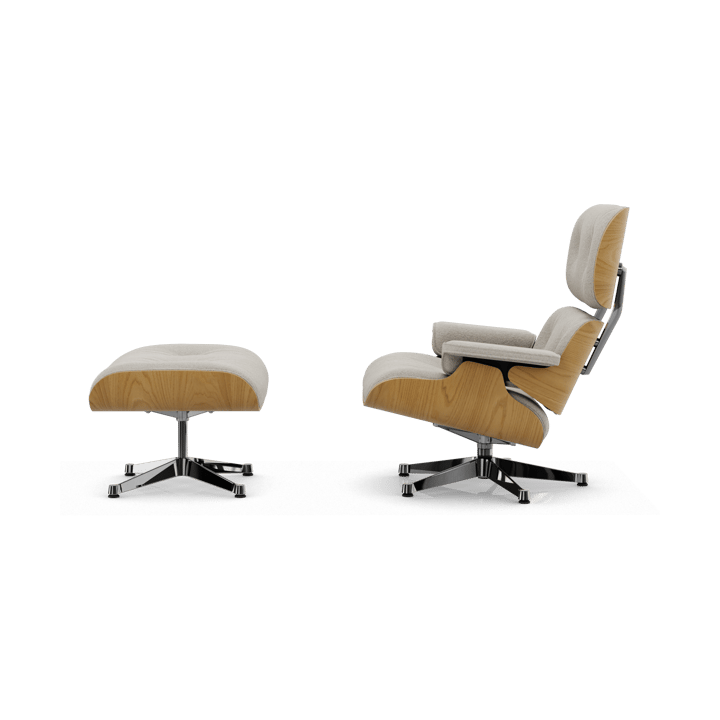Eames Lounge Chair & Ottoman new dimension, 01 Ivory-26 chestnut-pearl-pol. steel Vitra