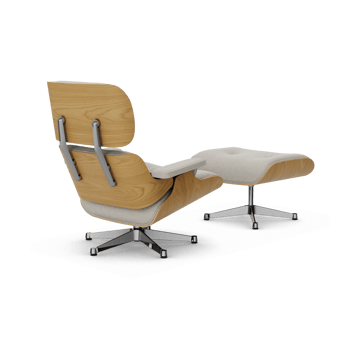 Eames Lounge Chair & Ottoman new dimension - 01 Ivory-26 chestnut-pearl-pol. steel - Vitra