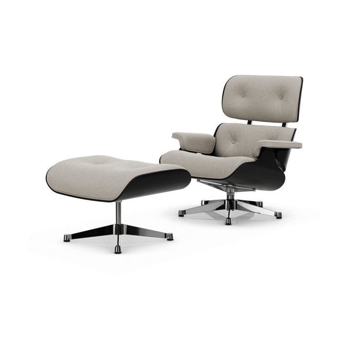 Eames Lounge Chair & Ottoman new dimension - 01 Ivory-pearl-27 chestnut black-pol. steel - Vitra