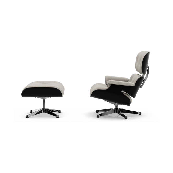 Eames Lounge Chair & Ottoman new dimension, 01 Ivory-pearl-27 chestnut black-pol. steel Vitra