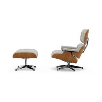 Eames Lounge Chair & Ottoman new dimension - 01 Ivory-pearl-28 cherry natural-pol. steel - Vitra