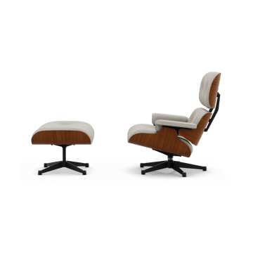 Eames Lounge Chair & Ottoman new dimension - 01 Ivory-pearl-31 walnut natural-pol. steel-black - Vitra