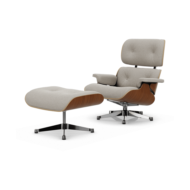 Eames Lounge Chair & Ottoman new dimension - 01 Ivory-pearl-31 walnut natural-pol. steel - Vitra