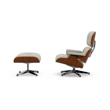 Eames Lounge Chair & Ottoman new dimension - 01 Ivory-pearl-31 walnut natural-pol. steel - Vitra