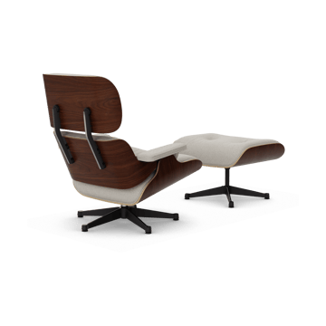 Eames Lounge Chair & Ottoman new dimension - 01 Ivory-pearl-32 walnut dark-pol. steel-black - Vitra