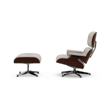 Eames Lounge Chair & Ottoman new dimension - 01 Ivory-pearl-32 walnut dark-pol. steel - Vitra