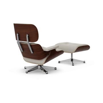 Eames Lounge Chair & Ottoman new dimension - 01 Ivory-pearl-32 walnut dark-pol. steel - Vitra