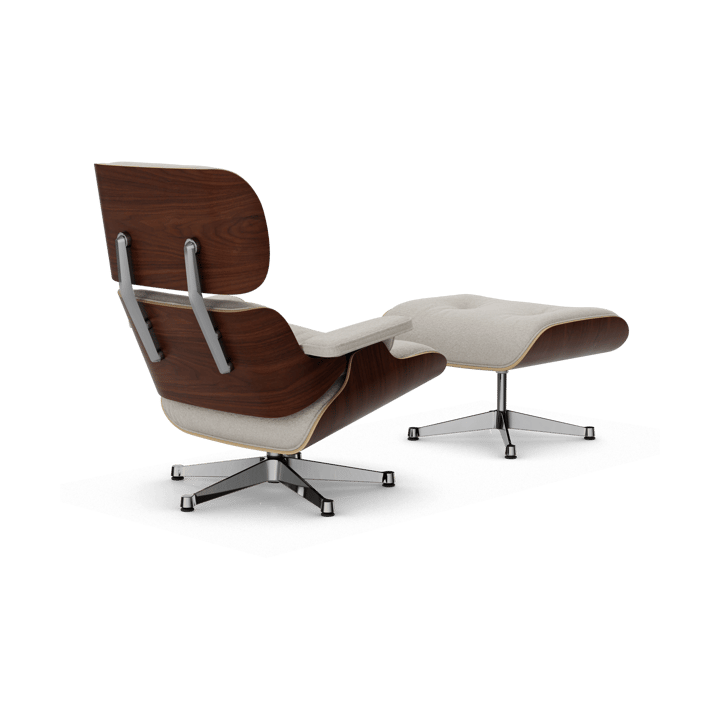 Eames Lounge Chair & Ottoman new dimension, 01 Ivory-pearl-32 walnut dark-pol. steel Vitra