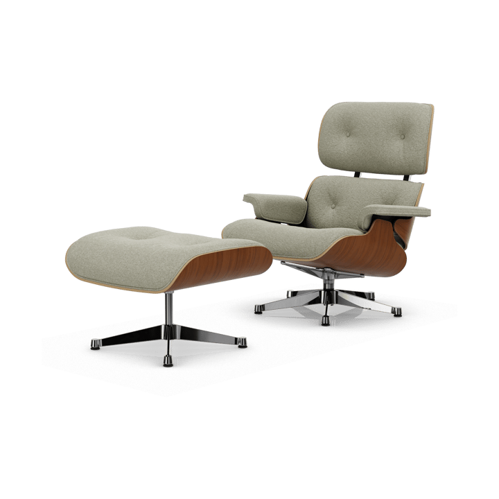 Eames Lounge Chair & Ottoman new dimension - 03 Cream-sand-31 walnut natural-pol. steel - Vitra