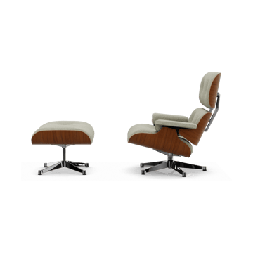 Eames Lounge Chair & Ottoman new dimension - 03 Cream-sand-31 walnut natural-pol. steel - Vitra