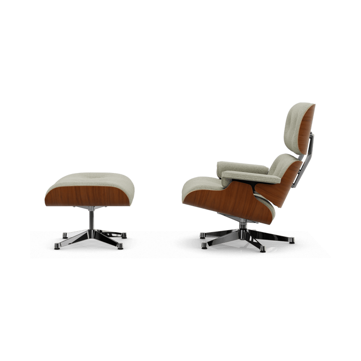 Eames Lounge Chair & Ottoman new dimension, 03 Cream-sand-31 walnut natural-pol. steel Vitra