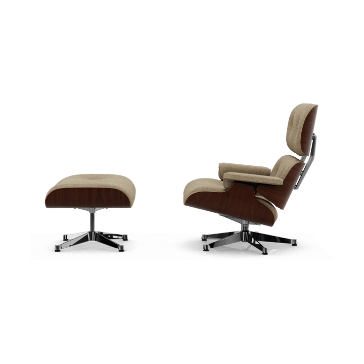Eames Lounge Chair & Ottoman new dimension, 04 Bamboo-terra-32 walnut dark-pol. steel Vitra