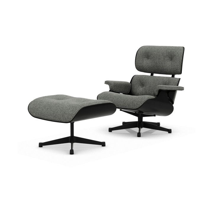 Eames Lounge Chair & Ottoman new dimension - 10 Salt'n pepper-27 chestnut black-black steel - Vitra