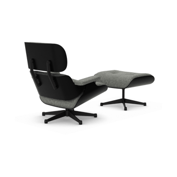 Eames Lounge Chair & Ottoman new dimension - 10 Salt'n pepper-27 chestnut black-black steel - Vitra