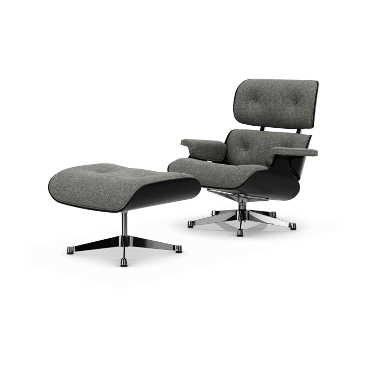 Eames Lounge Chair & Ottoman new dimension - 10 Salt'n pepper-27 chestnut black-pol. steel - Vitra