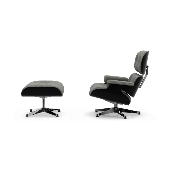 Eames Lounge Chair & Ottoman new dimension, 10 Salt'n pepper-27 chestnut black-pol. steel Vitra