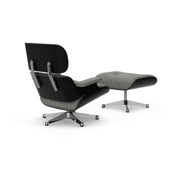Eames Lounge Chair & Ottoman new dimension - 10 Salt'n pepper-27 chestnut black-pol. steel - Vitra