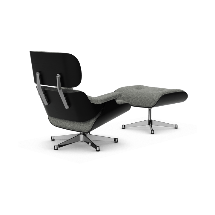 Eames Lounge Chair & Ottoman new dimension, 10 Salt'n pepper-27 chestnut black-pol. steel Vitra