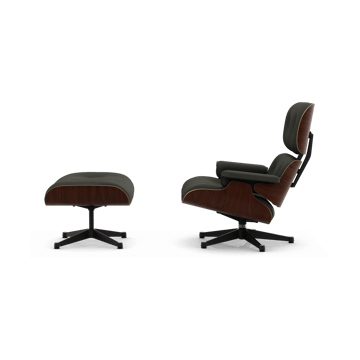 Eames Lounge Chair & Ottoman new dimension - 61 Umbra grey-32 walnut dark-pol. steel-black - Vitra