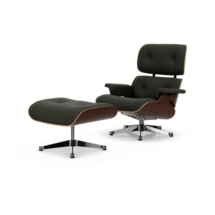 Eames Lounge Chair & Ottoman new dimension - 61 Umbra grey-32 walnut dark-pol. steel - Vitra
