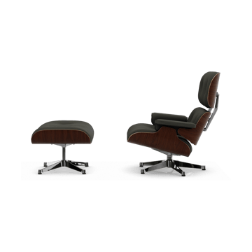 Eames Lounge Chair & Ottoman new dimension - 61 Umbra grey-32 walnut dark-pol. steel - Vitra