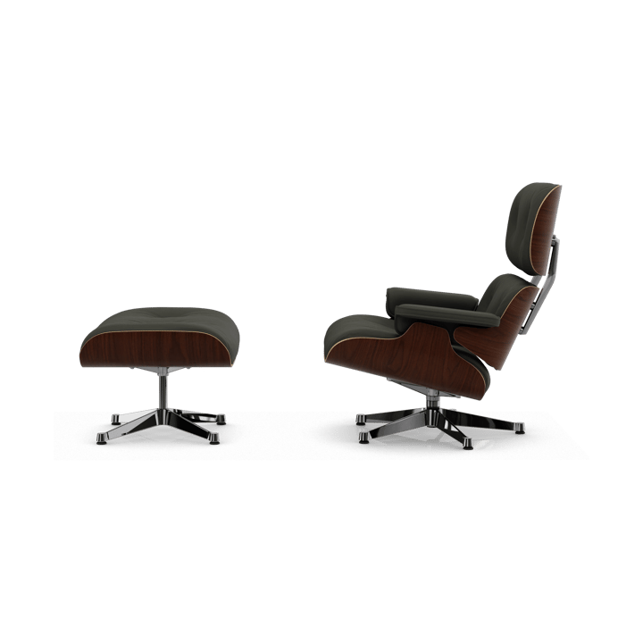 Eames Lounge Chair & Ottoman new dimension, 61 Umbra grey-32 walnut dark-pol. steel Vitra