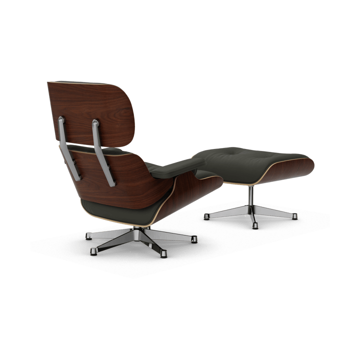 Eames Lounge Chair & Ottoman new dimension, 61 Umbra grey-32 walnut dark-pol. steel Vitra