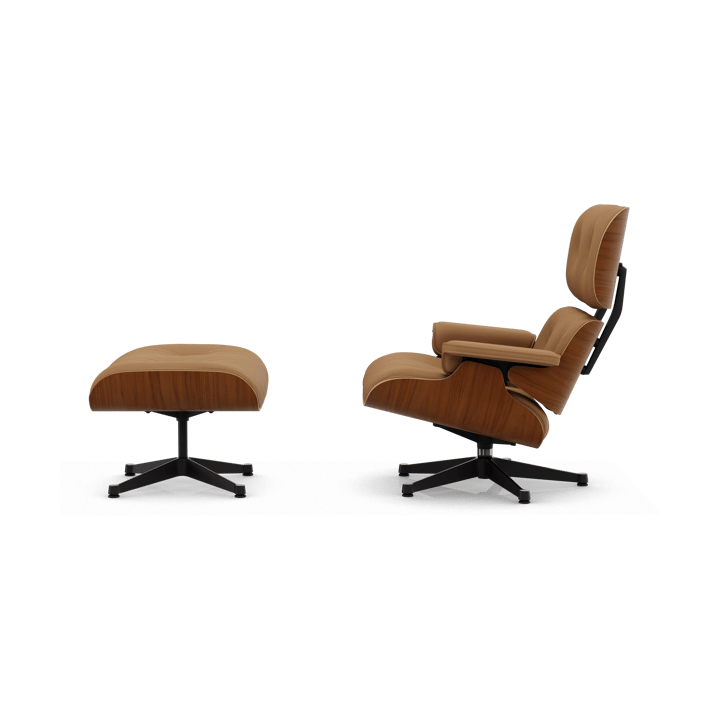 Eames Lounge Chair & Ottoman new dimension, 62 Ochre-31 walnut natural-pol. steel-black Vitra