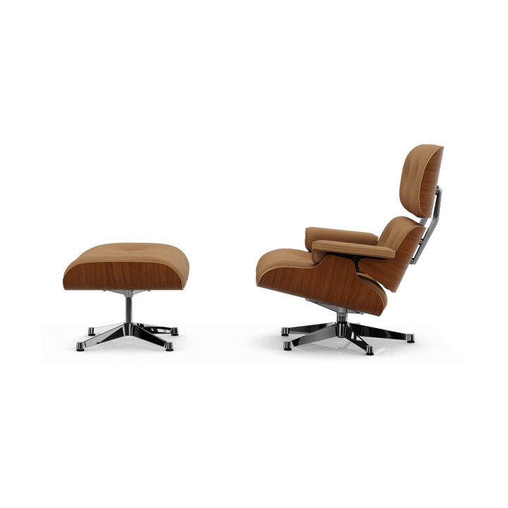 Eames Lounge Chair & Ottoman new dimension, 62 Ochre-31 walnut natural-pol. steel Vitra