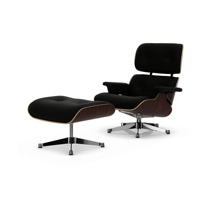 Eames Lounge Chair & Ottoman new dimension - 66 Nero-05 santos palisander-pol. steel - Vitra