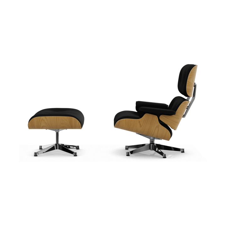 Eames Lounge Chair & Ottoman new dimension, 66 Nero-26 chestnut natural-pol. steel Vitra