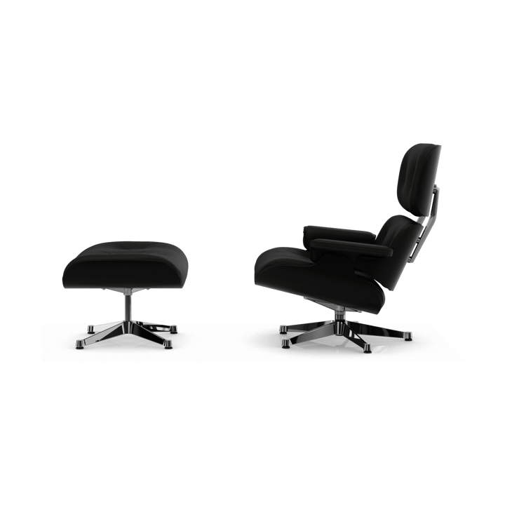 Eames Lounge Chair & Ottoman new dimension, 66 Nero-27 chestnut black-pol. steel Vitra