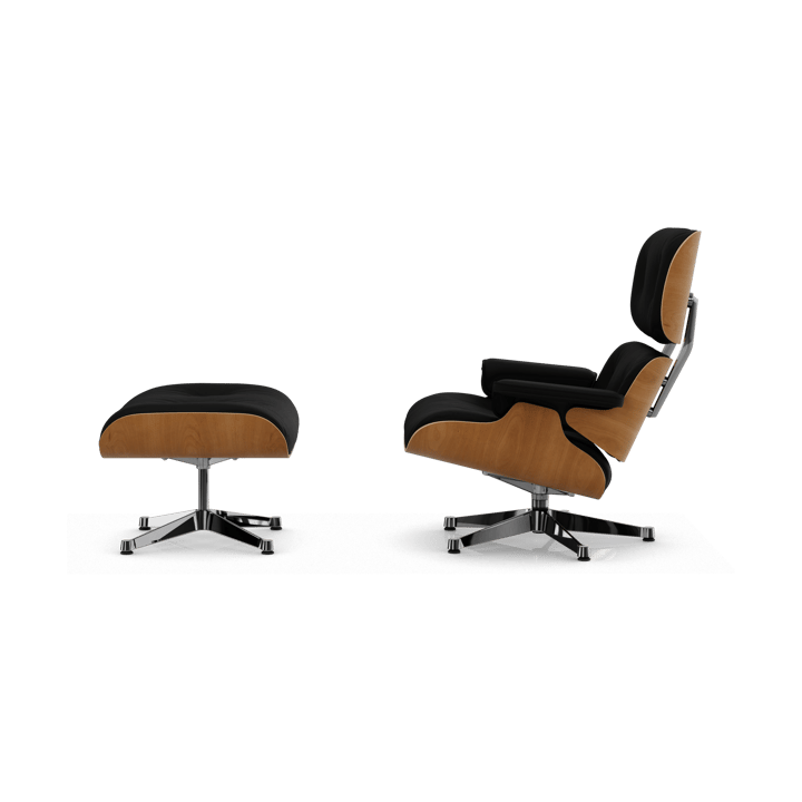 Eames Lounge Chair & Ottoman new dimension, 66 Nero-28 cherry natural-pol. steel Vitra