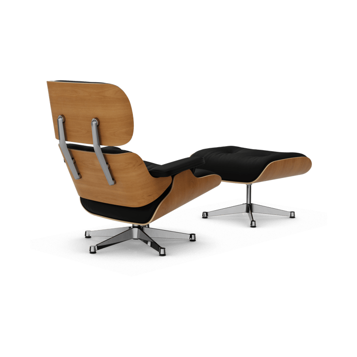 Eames Lounge Chair & Ottoman new dimension, 66 Nero-28 cherry natural-pol. steel Vitra