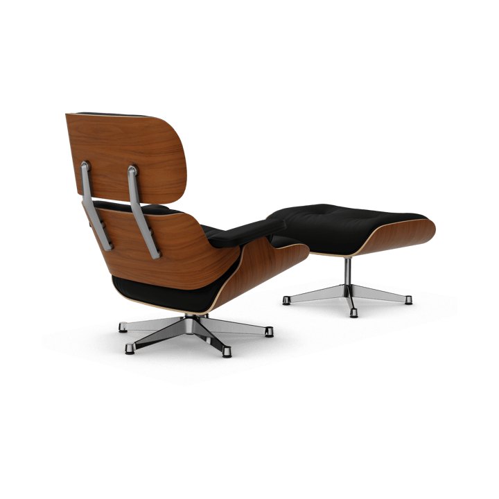 Eames Lounge Chair & Ottoman new dimension, 66 Nero-31 walnut natural-pol. steel Vitra